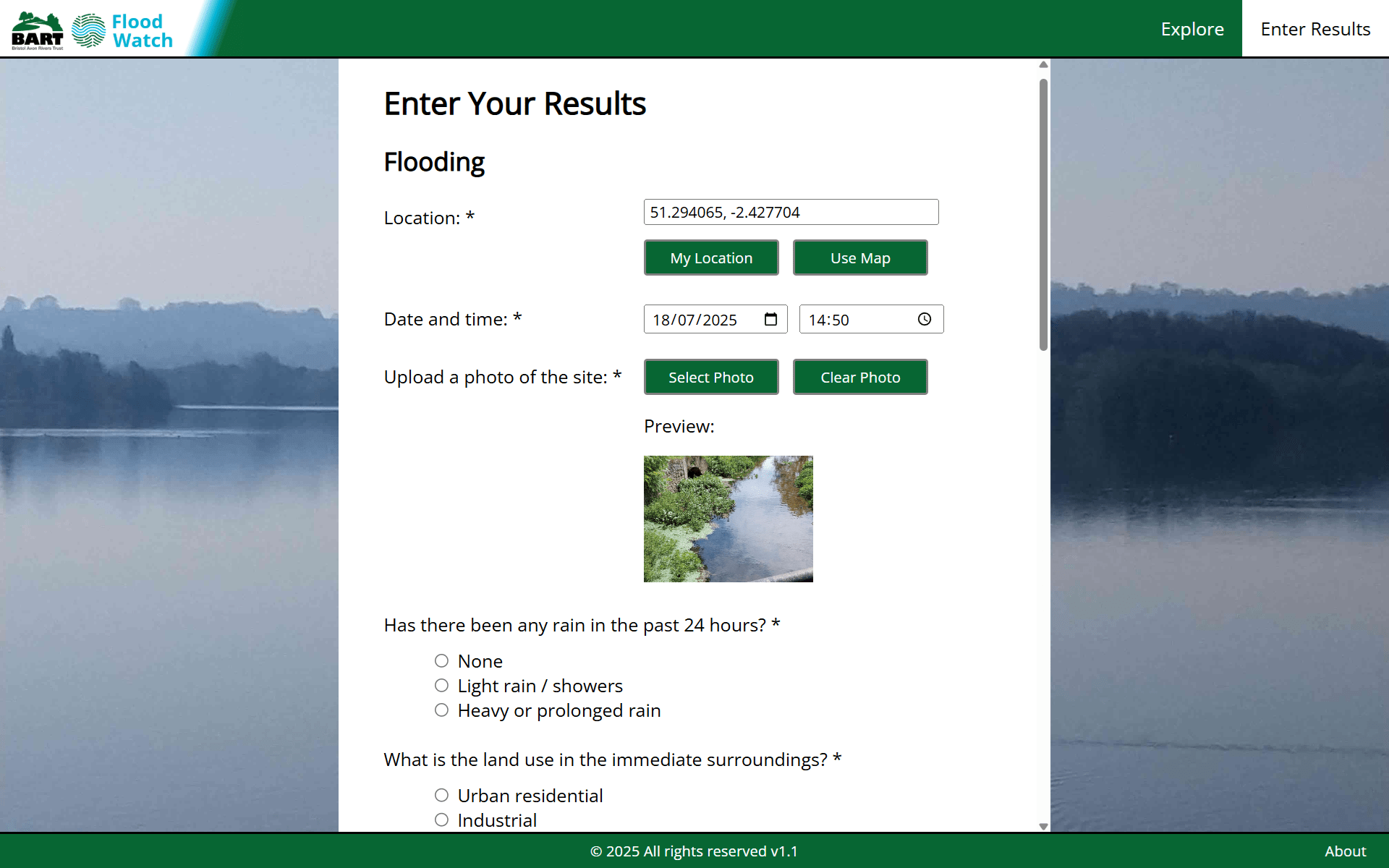 Flood Watch Enter Results